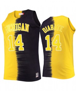 Moussa Diabate 14 Michigan Wolverines Navy Maize Jersey Classic Tie-Dye Color Crash