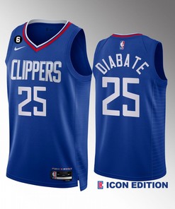 Moussa Diabate 25 2022-23 LA Clippers Royal Icon Edition Jersey NO.6 Patch