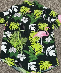 Msu Michigan State Spartans Hawaiian Shirt Viscose Adult Medium Flamingo
