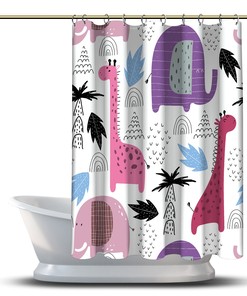Multidimensional Cartoon Animal Print Shower Curtain for Bathroom Decorations