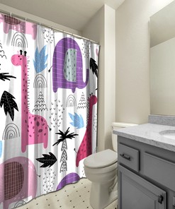 Multidimensional Cartoon Animal Print Shower Curtain for Bathroom Decorations