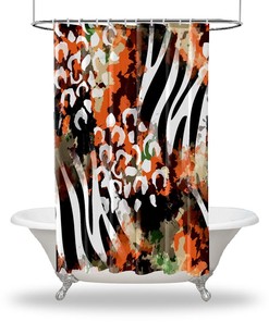 Multiple Sized Cheetah Palm Leaves Animal Print Waterproof Shower Curtain for Bathroom