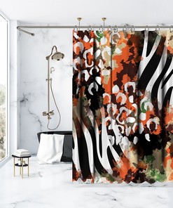 Multiple Sized Cheetah Palm Leaves Animal Print Waterproof Shower Curtain for Bathroom