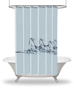 Multiple Sized Horses Artistic Print Made of Water on Shower Curtain for your Bathtub