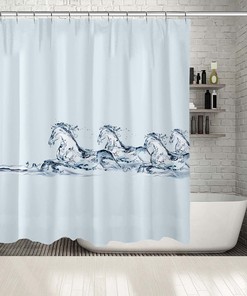 Multiple Sized Horses Artistic Print Made of Water on Shower Curtain for your Bathtub