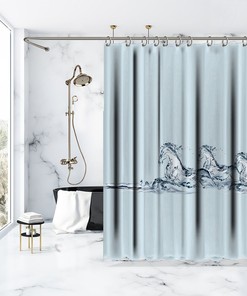 Multiple Sized Horses Artistic Print Made of Water on Shower Curtain for your Bathtub