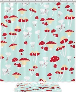 Mushroom Shower Curtain in Speckled Red | Home Decor Bathroom Curtain