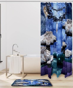 Mushroom World Bathroom Shower Curtain - Waterproof Fabric