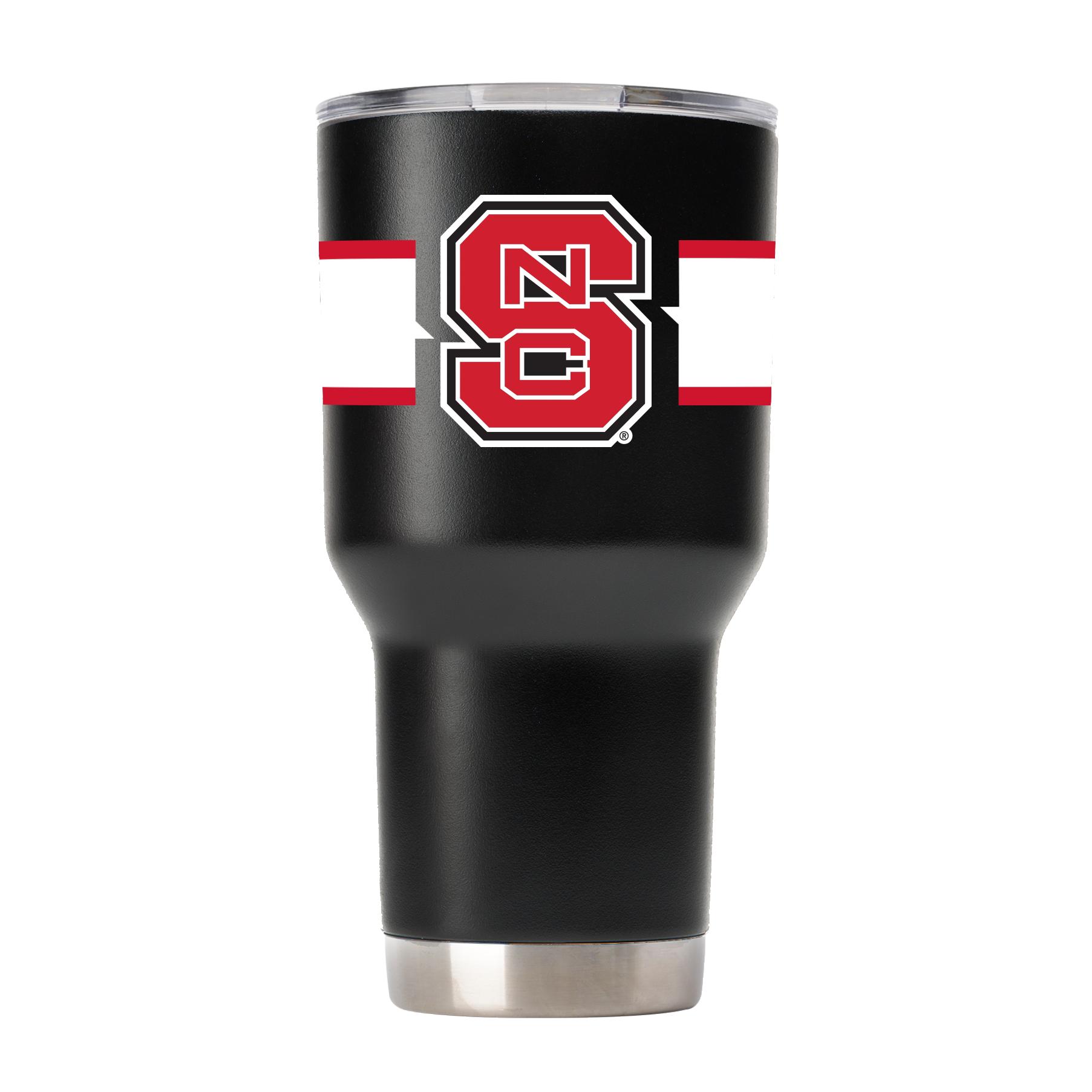 NC State Black Tumbler w- Stripes - NC State Black Tumbler with Stylish Stripes - Perfect for Wolfpack Fans