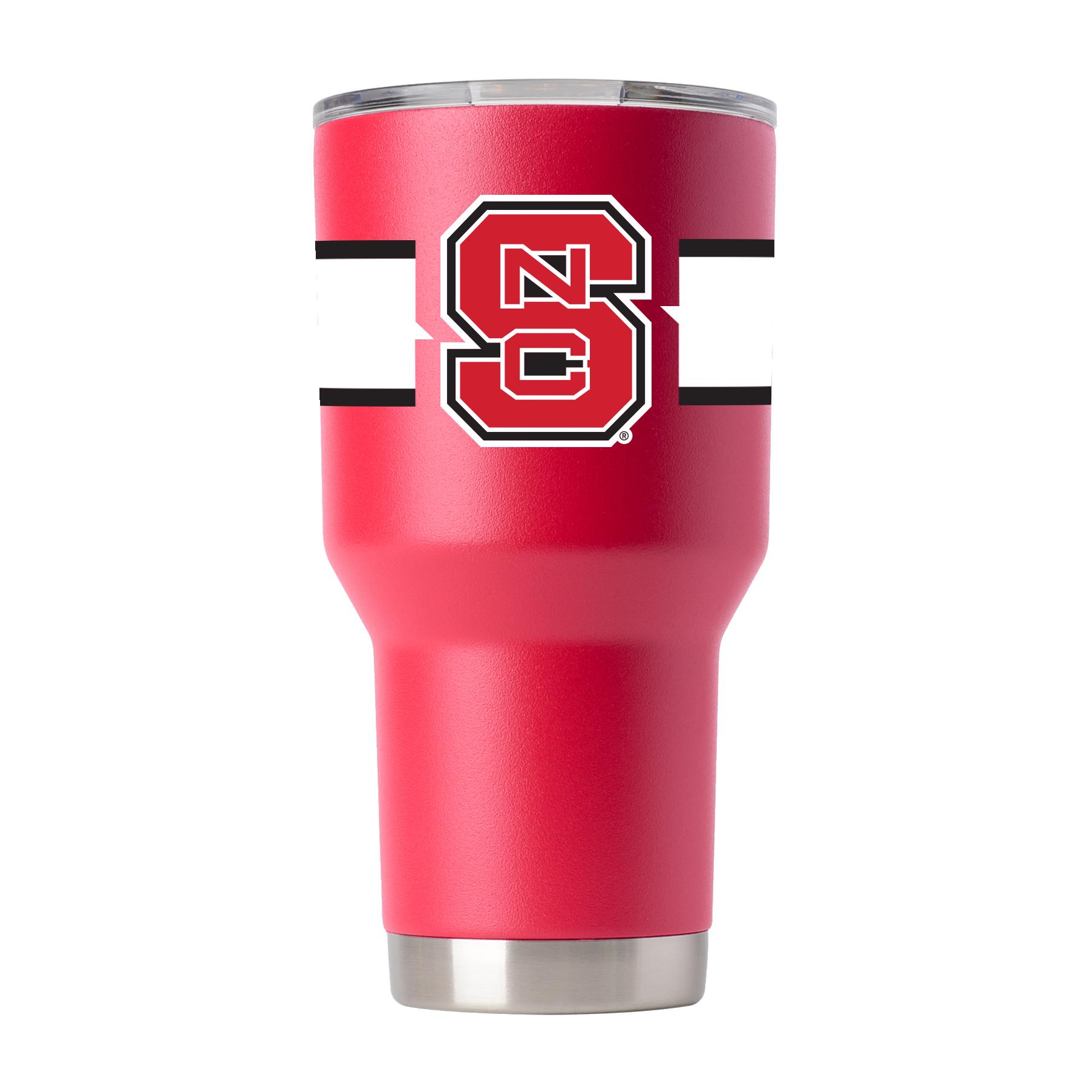 NC State Red Tumbler w- Stripes - NC State Red Tumbler with Stylish Stripes - Perfect for Wolfpack Fans