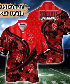 NC State Wolfpack NCAA US Flag Flower Hawaii Shirt For Fans