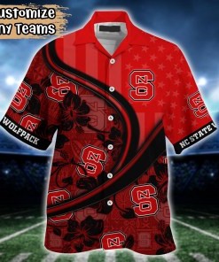 NC State Wolfpack NCAA US Flag Flower Hawaii Shirt For Fans