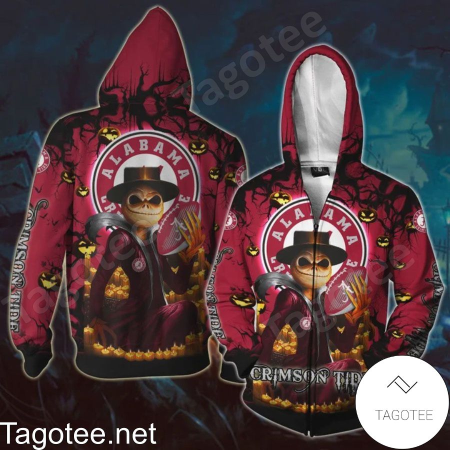 NCAA Alabama Crimson Tide Jack Skellington Halloween 3D Hoodie