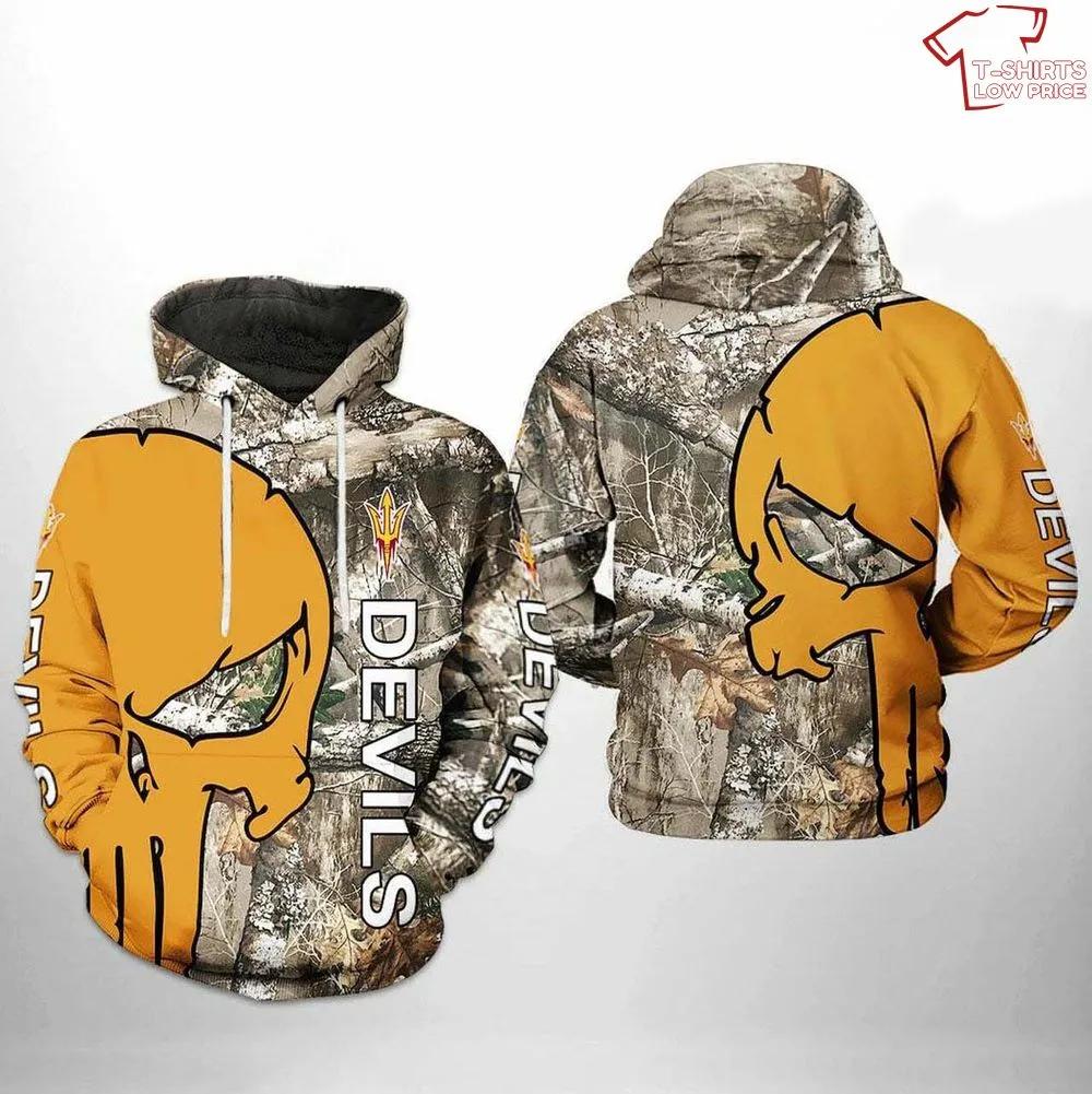 NCAA Arizona State Sun Devils Camo Veteran Hunting 3D Hoodie
