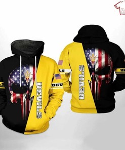 NCAA Arizona State Sun Devils US Flag Skull 3D Hoodie