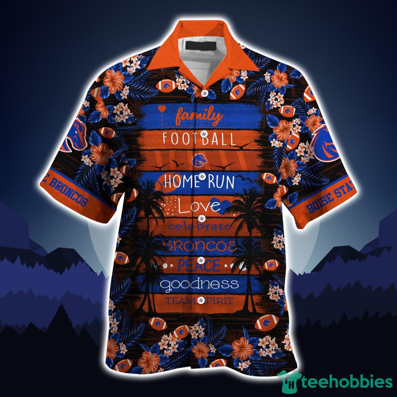 NCAA Boise State Broncos Family Football Orange Black Hawaiian Shirt
