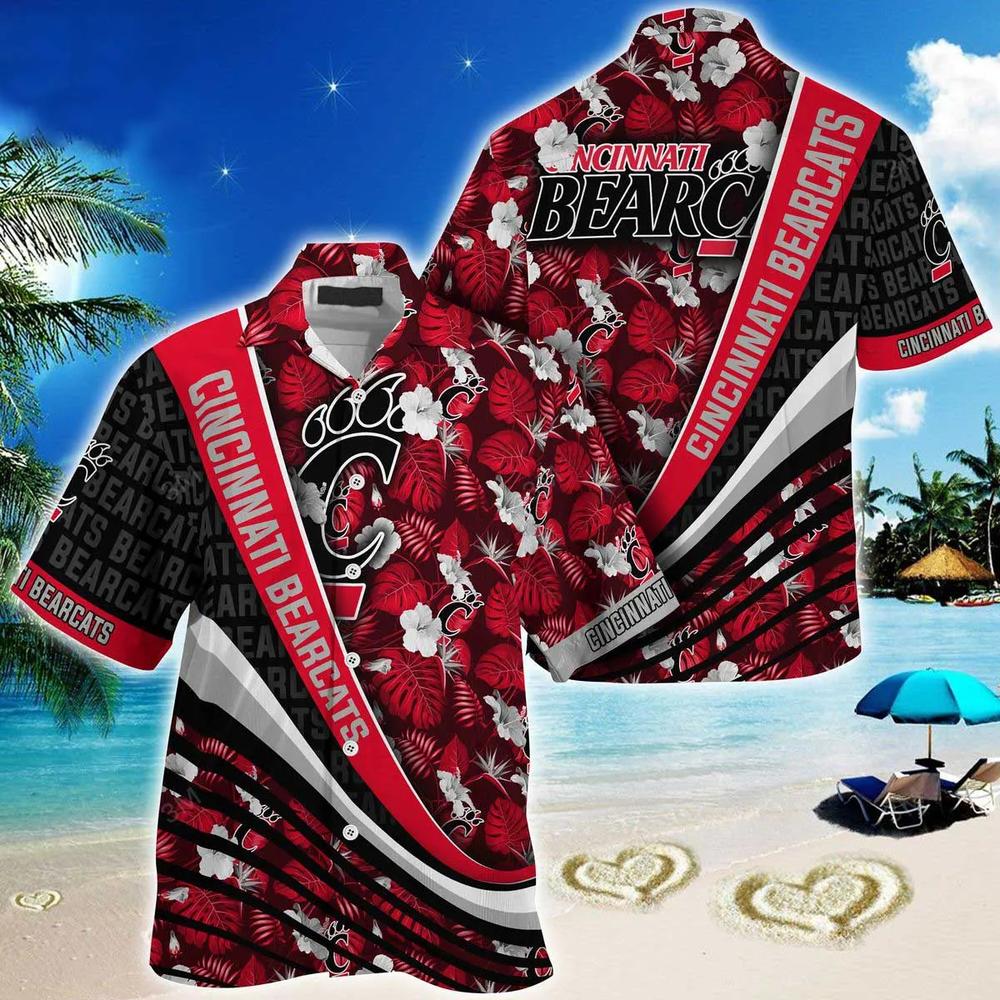 NCAA Cincinnati Bearcats Red Black Aloha Hawaiian Shirt