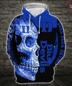 NCAA Duke Blue Devils Skull Black 3D Hoodie
