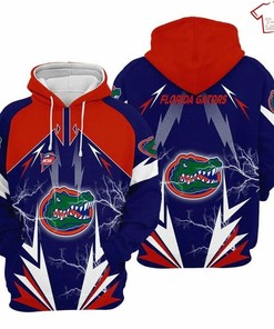 NCAA Florida Gators Blue Orange Thunder 3D Hoodie