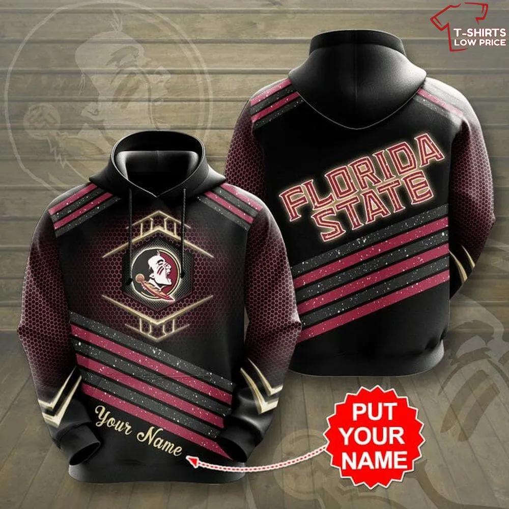 NCAA Florida State Seminoles Custom Name Garnet Black 3D Hoodie