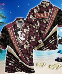 NCAA Florida State Seminoles Flowers Garnet Black Hawaiian Shirt