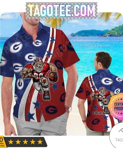 NCAA Georgia Bulldogs Custom Name American Flag Hawaiian Shirt
