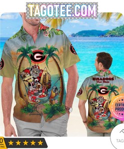 NCAA Georgia Bulldogs Custom Name Flamingo Parrot Hawaiian Shirt