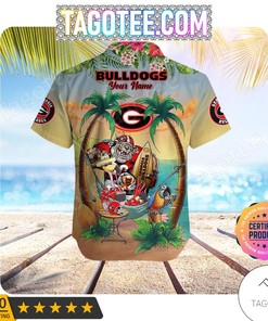 NCAA Georgia Bulldogs Custom Name Flamingo Parrot Hawaiian Shirt