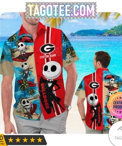 NCAA Georgia Bulldogs Custom Name Jack Skellington Hawaiian Shirt