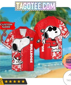 NCAA Georgia Bulldogs Custom Name Snoopy Aloha Hawaiian Shirt