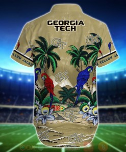NCAA Georgia Tech Yellow Jackets Tropical Sea And Parrots Aloha Shirt