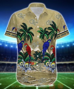 NCAA Georgia Tech Yellow Jackets Tropical Sea And Parrots Aloha Shirt