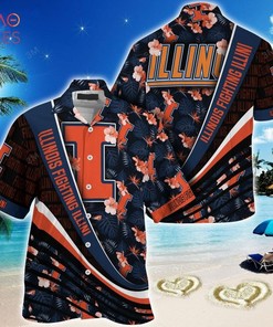 NCAA Illinois Fighting Illini Blue Black Hawaiian Shirt