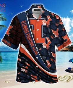 NCAA Illinois Fighting Illini Blue Black Hawaiian Shirt