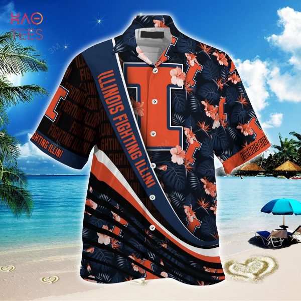 NCAA Illinois Fighting Illini Blue Black Hawaiian Shirt