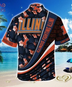 NCAA Illinois Fighting Illini Blue Black Hawaiian Shirt