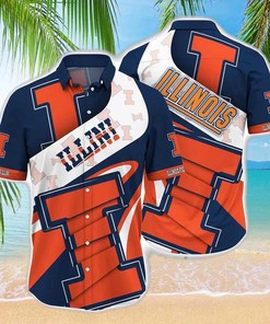 NCAA Illinois Fighting Illini Blue Orange Hawaiian Shirt Outfit