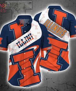 NCAA Illinois Fighting Illini Blue Orange Hawaiian Shirt Ver 2