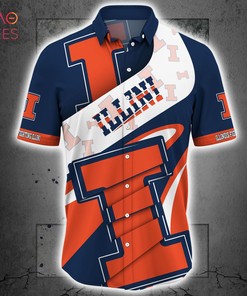 NCAA Illinois Fighting Illini Blue Orange Hawaiian Shirt Ver 2