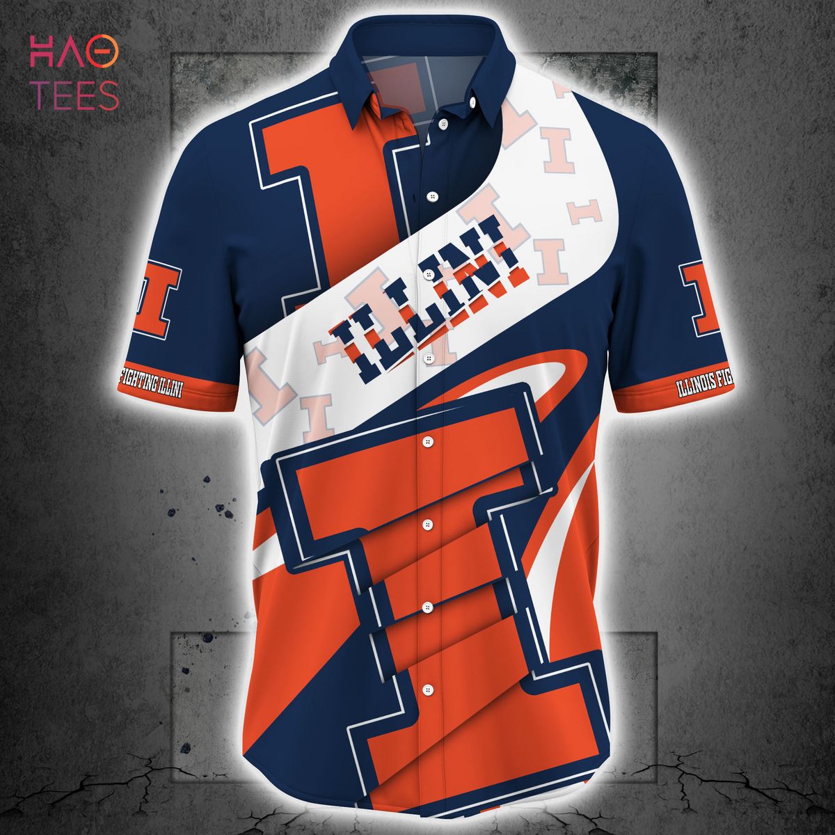 NCAA Illinois Fighting Illini Blue Orange Hawaiian Shirt Ver 2