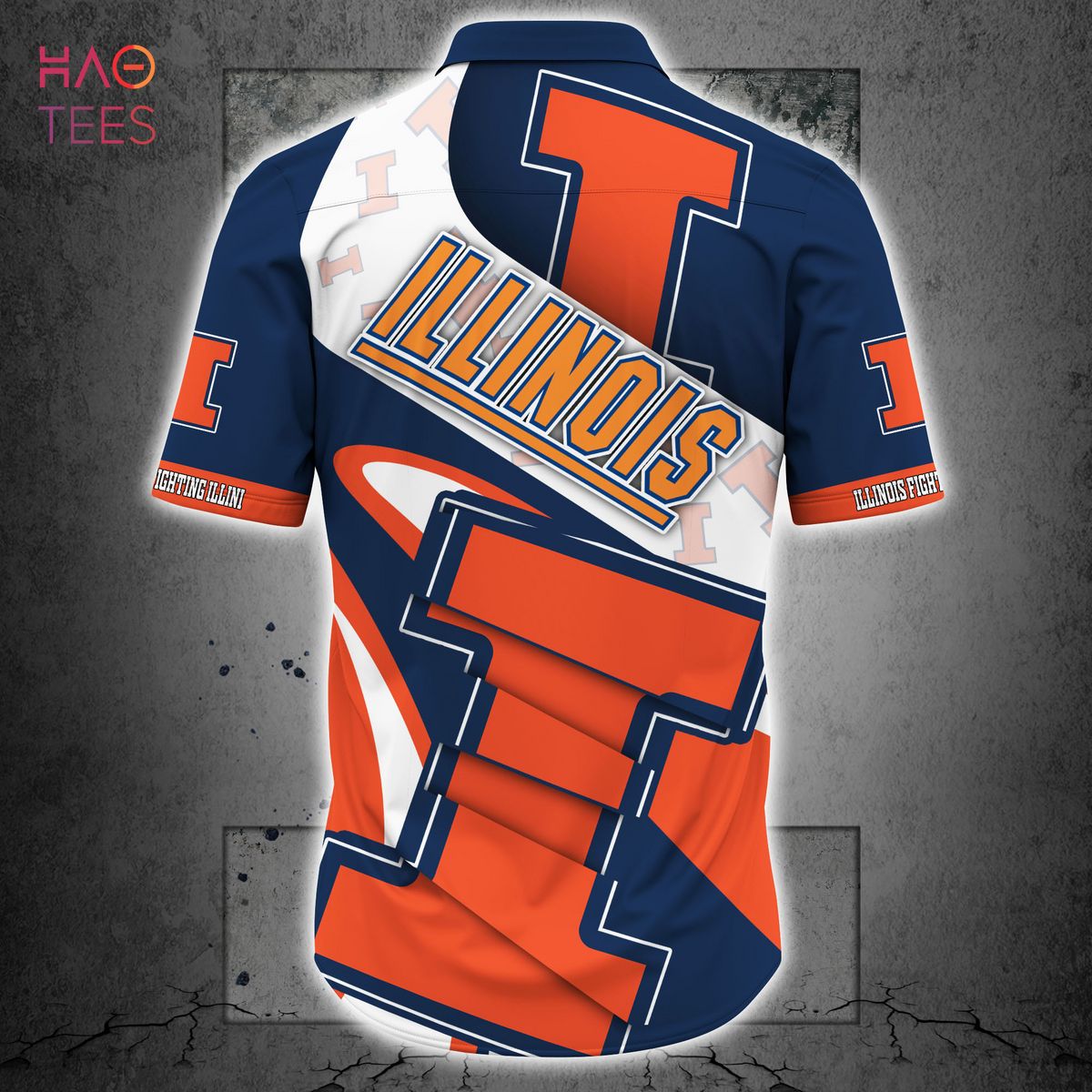 NCAA Illinois Fighting Illini Blue Orange Hawaiian Shirt Ver 2
