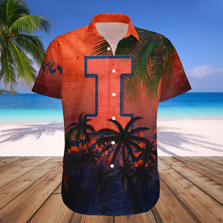 NCAA Illinois Fighting Illini Coconut Tree Hawaiian Shirt