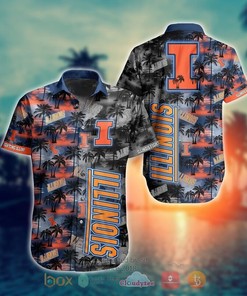 NCAA Illinois Fighting Illini Coconut Trees Hawaiian Shirt