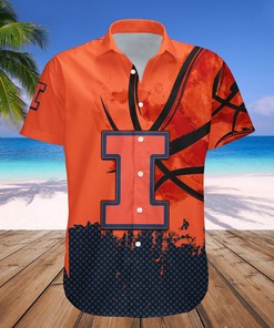 NCAA Illinois Fighting Illini Custom Text Number Orange Blue Hawaiian Shirt Ver 1