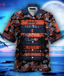 NCAA Illinois Fighting Illini Orange Black Hawaiian Shirt