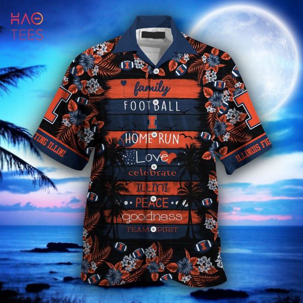 NCAA Illinois Fighting Illini Orange Black Hawaiian Shirt