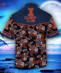 NCAA Illinois Fighting Illini Orange Black Hawaiian Shirt