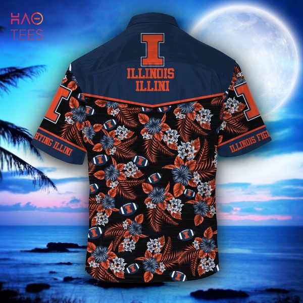 NCAA Illinois Fighting Illini Orange Black Hawaiian Shirt