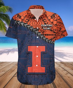 NCAA Illinois Fighting Illini Orange Blue Hawaiian Shirt