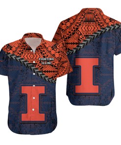 NCAA Illinois Fighting Illini Orange Blue Hawaiian Shirt